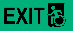 Exit Sign with Wheelchair Wheelie Man Accessible Exit Sign