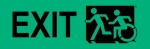 Left Hand Black on New Green Exit Running Man Wheelie Man Wheelchair Accessible Exit Sign