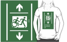 Accessible Exit Sign Project Wheelchair Wheelie Running Man Symbol Means of Egress Icon Disability Emergency Evacuation Fire Safety Lift Elevator Adult T-shirt 5