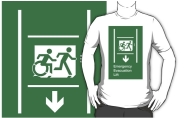 Accessible Exit Sign Project Wheelchair Wheelie Running Man Symbol Means of Egress Icon Disability Emergency Evacuation Fire Safety Lift Elevator Adult T-shirt 8