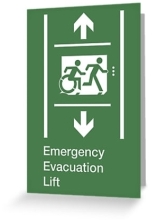 Accessible Exit Sign Project Wheelchair Wheelie Running Man Symbol Means of Egress Icon Disability Emergency Evacuation Fire Safety Lift Elevator Greeting Card 10