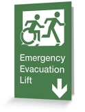 Accessible Exit Sign Project Wheelchair Wheelie Running Man Symbol Means of Egress Icon Disability Emergency Evacuation Fire Safety Lift Elevator Greeting Card 11