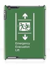 Accessible Exit Sign Project Wheelchair Wheelie Running Man Symbol Means of Egress Icon Disability Emergency Evacuation Fire Safety Lift Elevator iPad Case 9
