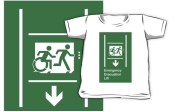 Accessible Exit Sign Project Wheelchair Wheelie Running Man Symbol Means of Egress Icon Disability Emergency Evacuation Fire Safety Lift Elevator Kids T-shirt 7