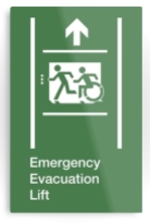 Accessible Exit Sign Project Wheelchair Wheelie Running Man Symbol Means of Egress Icon Disability Emergency Evacuation Fire Safety Lift Elevator Metal Printed 10