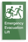 Accessible Exit Sign Project Wheelchair Wheelie Running Man Symbol Means of Egress Icon Disability Emergency Evacuation Fire Safety Lift Elevator Metal Printed 7