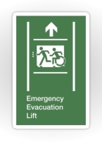 Accessible Exit Sign Project Wheelchair Wheelie Running Man Symbol Means of Egress Icon Disability Emergency Evacuation Fire Safety Lift Elevator Sticker 7