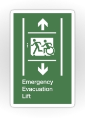 Accessible Exit Sign Project Wheelchair Wheelie Running Man Symbol Means of Egress Icon Disability Emergency Evacuation Fire Safety Lift Elevator Sticker 9