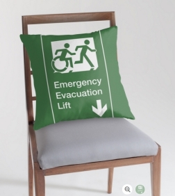 Accessible Exit Sign Project Wheelchair Wheelie Running Man Symbol Means of Egress Icon Disability Emergency Evacuation Fire Safety Lift Elevator Throw Pillow 8