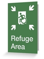 Accessible Exit Sign Project Wheelchair Wheelie Running Man Symbol Means of Egress Icon Disability Emergency Evacuation Fire Safety Refuge Area Greeting Card 2