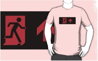 Running Man Fire Safety Exit Sign Emergency Evacuation Adult T-Shirt 127