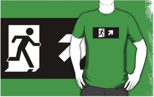 Running Man Fire Safety Exit Sign Emergency Evacuation Adult T-Shirt 92