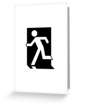 Running Man Fire Safety Exit Sign Emergency Evacuation Greeting Card 26