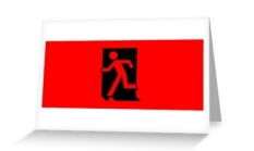 Running Man Fire Safety Exit Sign Emergency Evacuation Greeting Card 32