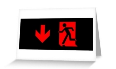 Running Man Fire Safety Exit Sign Emergency Evacuation Greeting Card 86