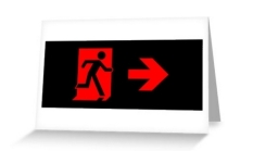 Running Man Fire Safety Exit Sign Emergency Evacuation Greeting Card 95