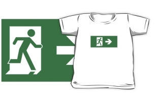Running Man Fire Safety Exit Sign Emergency Evacuation Kids T-Shirt 13
