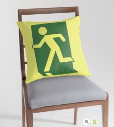 Running Man Fire Safety Exit Sign Emergency Evacuation Throw Pillow Cushion 1