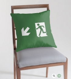 Running Man Fire Safety Exit Sign Emergency Evacuation Throw Pillow Cushion 132