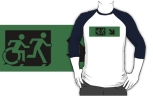 Accessible Exit Sign Project Wheelchair Wheelie Running Man Symbol Means of Egress Icon Disability Emergency Evacuation Fire Safety Adult T-shirt 110