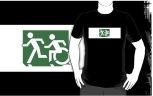 Accessible Exit Sign Project Wheelchair Wheelie Running Man Symbol Means of Egress Icon Disability Emergency Evacuation Fire Safety Adult T-shirt 122