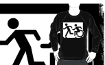 Accessible Exit Sign Project Wheelchair Wheelie Running Man Symbol Means of Egress Icon Disability Emergency Evacuation Fire Safety Adult T-shirt 127