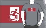 Accessible Exit Sign Project Wheelchair Wheelie Running Man Symbol Means of Egress Icon Disability Emergency Evacuation Fire Safety Adult t-shirt 127