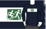 Accessible Exit Sign Project Wheelchair Wheelie Running Man Symbol Means of Egress Icon Disability Emergency Evacuation Fire Safety Adult T-shirt 143
