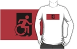 Accessible Exit Sign Project Wheelchair Wheelie Running Man Symbol Means of Egress Icon Disability Emergency Evacuation Fire Safety Adult t-shirt 154