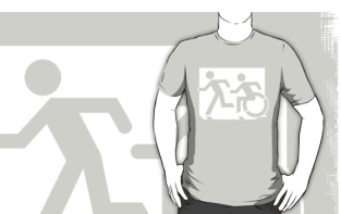Accessible Exit Sign Project Wheelchair Wheelie Running Man Symbol Means of Egress Icon Disability Emergency Evacuation Fire Safety Adult T-shirt 167