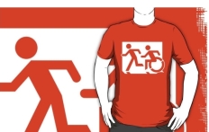 Accessible Exit Sign Project Wheelchair Wheelie Running Man Symbol Means of Egress Icon Disability Emergency Evacuation Fire Safety Adult T-shirt 182