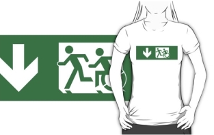 Accessible Exit Sign Project Wheelchair Wheelie Running Man Symbol Means of Egress Icon Disability Emergency Evacuation Fire Safety Adult T-shirt 206