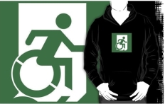 Accessible Exit Sign Project Wheelchair Wheelie Running Man Symbol Means of Egress Icon Disability Emergency Evacuation Fire Safety Adult T-shirt 289