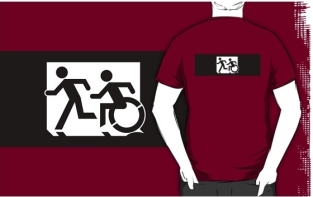 Accessible Exit Sign Project Wheelchair Wheelie Running Man Symbol Means of Egress Icon Disability Emergency Evacuation Fire Safety Adult T-shirt 314