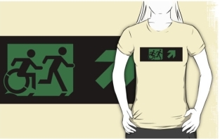 Accessible Exit Sign Project Wheelchair Wheelie Running Man Symbol Means of Egress Icon Disability Emergency Evacuation Fire Safety Adult T-shirt 34