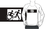 Accessible Exit Sign Project Wheelchair Wheelie Running Man Symbol Means of Egress Icon Disability Emergency Evacuation Fire Safety Adult T-shirt 357