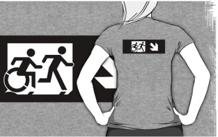 Accessible Exit Sign Project Wheelchair Wheelie Running Man Symbol Means of Egress Icon Disability Emergency Evacuation Fire Safety Adult T-shirt 373