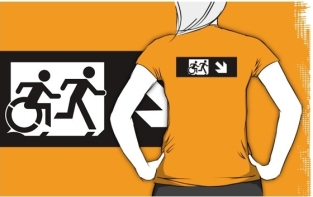 Accessible Exit Sign Project Wheelchair Wheelie Running Man Symbol Means of Egress Icon Disability Emergency Evacuation Fire Safety Adult T-shirt 378