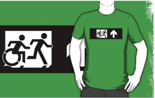 Accessible Exit Sign Project Wheelchair Wheelie Running Man Symbol Means of Egress Icon Disability Emergency Evacuation Fire Safety Adult T-shirt 390