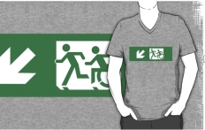 Accessible Exit Sign Project Wheelchair Wheelie Running Man Symbol Means of Egress Icon Disability Emergency Evacuation Fire Safety Adult T-shirt 411