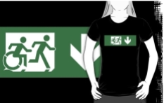 Accessible Exit Sign Project Wheelchair Wheelie Running Man Symbol Means of Egress Icon Disability Emergency Evacuation Fire Safety Adult T-shirt 445