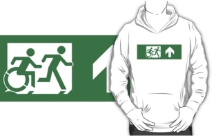 Accessible Exit Sign Project Wheelchair Wheelie Running Man Symbol Means of Egress Icon Disability Emergency Evacuation Fire Safety Adult T-shirt 467