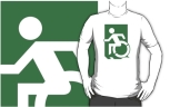 Accessible Exit Sign Project Wheelchair Wheelie Running Man Symbol Means of Egress Icon Disability Emergency Evacuation Fire Safety Adult t-shirt 5