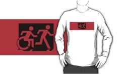 Accessible Exit Sign Project Wheelchair Wheelie Running Man Symbol Means of Egress Icon Disability Emergency Evacuation Fire Safety Adult T-shirt 539