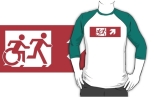 Accessible Exit Sign Project Wheelchair Wheelie Running Man Symbol Means of Egress Icon Disability Emergency Evacuation Fire Safety Adult T-shirt 544