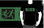 Accessible Exit Sign Project Wheelchair Wheelie Running Man Symbol Means of Egress Icon Disability Emergency Evacuation Fire Safety Adult T-shirt 610