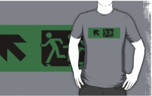 Accessible Exit Sign Project Wheelchair Wheelie Running Man Symbol Means of Egress Icon Disability Emergency Evacuation Fire Safety Adult T-shirt 629