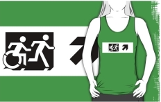 Accessible Exit Sign Project Wheelchair Wheelie Running Man Symbol Means of Egress Icon Disability Emergency Evacuation Fire Safety Adult T-shirt 66
