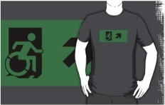 Accessible Exit Sign Project Wheelchair Wheelie Running Man Symbol Means of Egress Icon Disability Emergency Evacuation Fire Safety Adult t-shirt 78