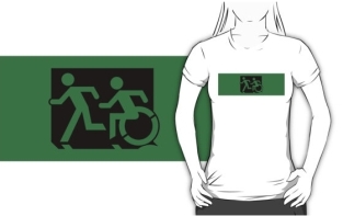 Accessible Exit Sign Project Wheelchair Wheelie Running Man Symbol Means of Egress Icon Disability Emergency Evacuation Fire Safety Adult T-shirt 81